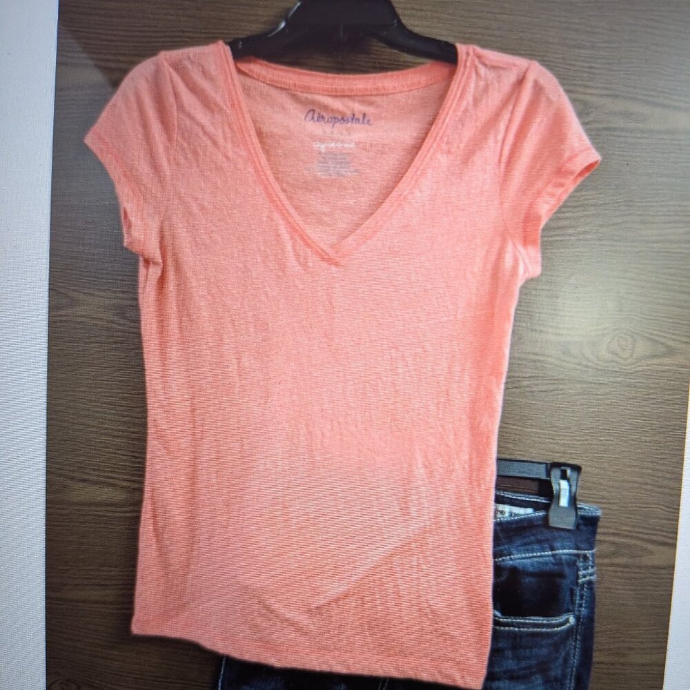 SIZE M AEROPOSTALE Peach V-Neck Tank INVPV100